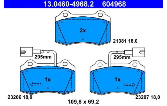 Brake Pad Set, disc brake 13.0460-4968.2 ATE, Image 2