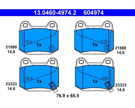 Brake Pad Set, disc brake 13.0460-4974.2 ATE, Image 2