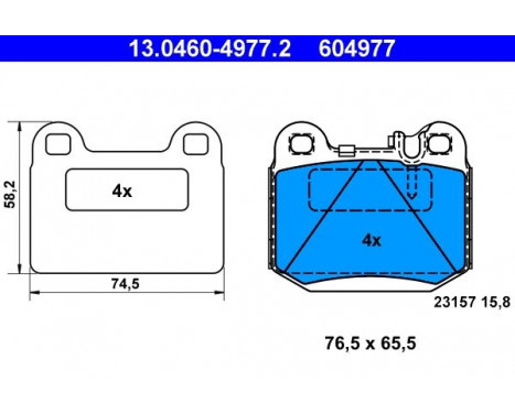 Brake Pad Set, disc brake 13.0460-4977.2 ATE