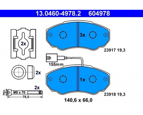 Brake Pad Set, disc brake 13.0460-4978.2 ATE, Image 2