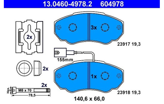 Brake Pad Set, disc brake 13.0460-4978.2 ATE, Image 2