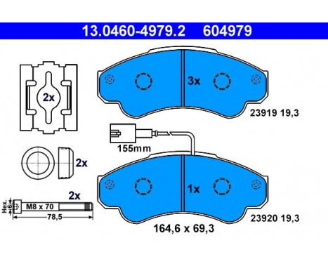 Brake Pad Set, disc brake 13.0460-4979.2 ATE, Image 2