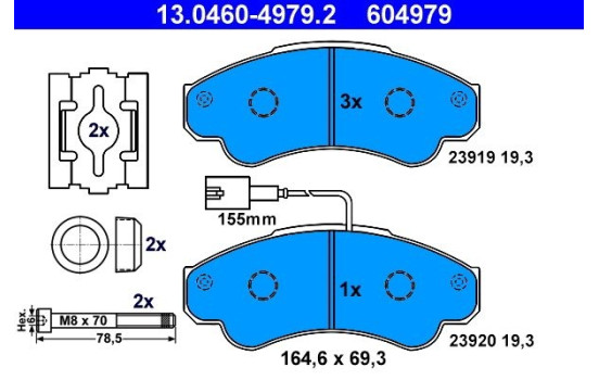 Brake Pad Set, disc brake 13.0460-4979.2 ATE, Image 2