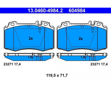 Brake Pad Set, disc brake 13.0460-4984.2 ATE, Image 2