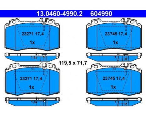 Brake Pad Set, disc brake 13.0460-4990.2 ATE, Image 2