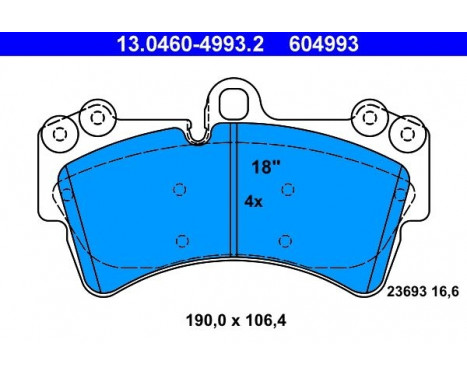 Brake Pad Set, disc brake 13.0460-4993.2 ATE, Image 2