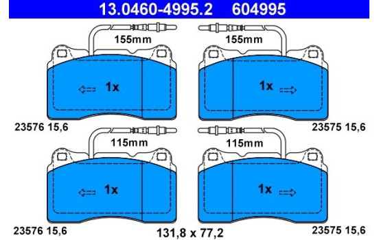 Brake Pad Set, disc brake 13.0460-4995.2 ATE, Image 2