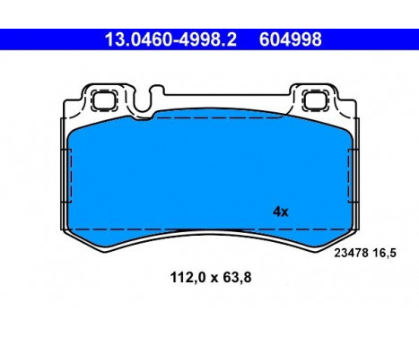 Brake Pad Set, disc brake 13.0460-4998.2 ATE