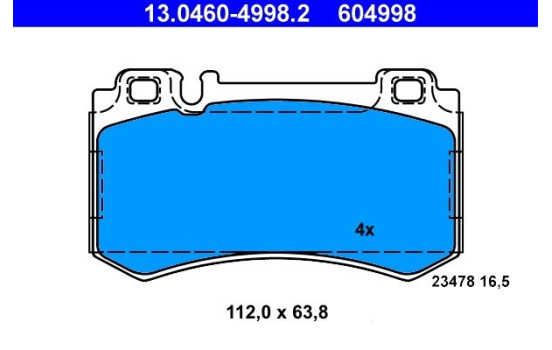 Brake Pad Set, disc brake 13.0460-4998.2 ATE