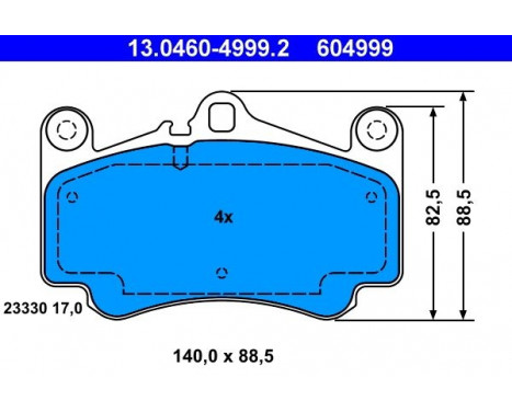 Brake Pad Set, disc brake 13.0460-4999.2 ATE, Image 2