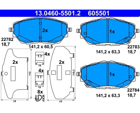 Brake Pad Set, disc brake 13.0460-5501.2 ATE
