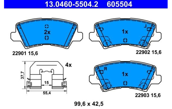 Brake Pad Set, disc brake 13.0460-5504.2 ATE