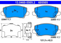 Brake Pad Set, disc brake 13.0460-5505.2 ATE