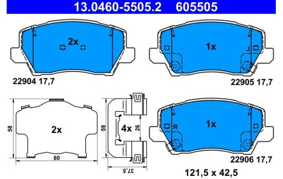 Brake Pad Set, disc brake 13.0460-5505.2 ATE