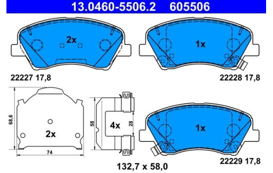 Brake pad set, disc brake 13.0460-5506.2 ATE