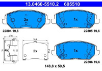 Brake pad set, disc brake 13.0460-5510.2 ATE