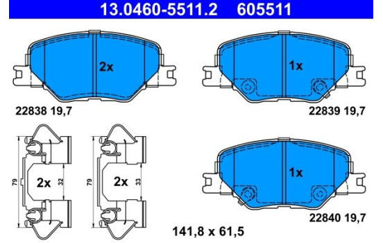 Brake pad set, disc brake 13.0460-5511.2 ATE