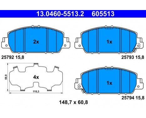 Brake Pad Set, disc brake 13.0460-5513.2 ATE