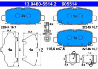Brake Pad Set, disc brake 13.0460-5514.2 ATE