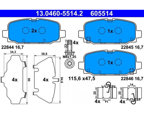 Brake Pad Set, disc brake 13.0460-5514.2 ATE