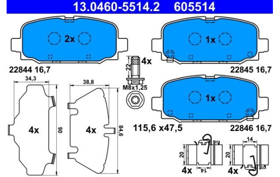 Brake Pad Set, disc brake 13.0460-5514.2 ATE
