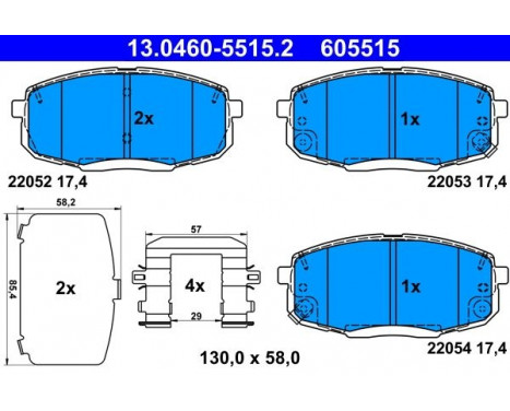 Brake Pad Set, disc brake 13.0460-5515.2 ATE