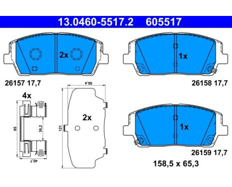 Brake pad set, disc brake 13.0460-5517.2 ATE