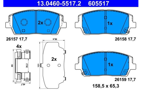 Brake pad set, disc brake 13.0460-5517.2 ATE