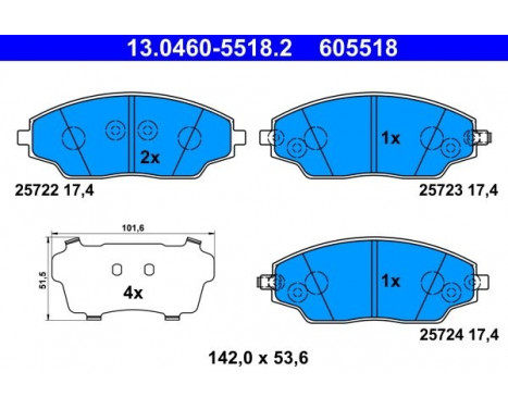 Brake Pad Set, disc brake 13.0460-5518.2 ATE