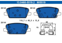 Brake pad set, disc brake 13.0460-5519.2 ATE