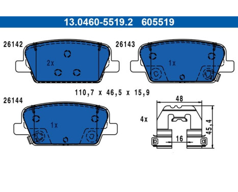 Brake pad set, disc brake 13.0460-5519.2 ATE