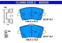 Brake pad set, disc brake 13.0460-5520.2 ATE