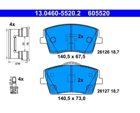 Brake pad set, disc brake 13.0460-5520.2 ATE