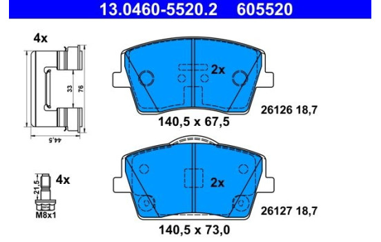 Brake pad set, disc brake 13.0460-5520.2 ATE