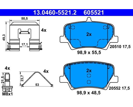 Brake pad set, disc brake 13.0460-5521.2 ATE