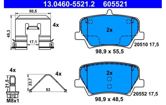 Brake pad set, disc brake 13.0460-5521.2 ATE