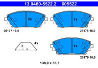 Brake pad set, disc brake 13.0460-5522.2 ATE