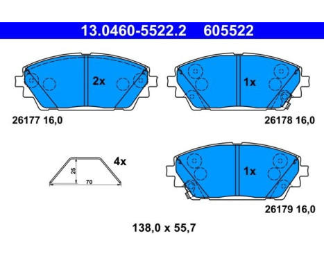 Brake pad set, disc brake 13.0460-5522.2 ATE