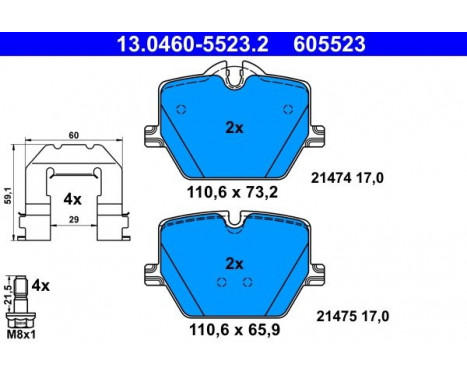 Brake Pad Set, disc brake 13.0460-5523.2 ATE
