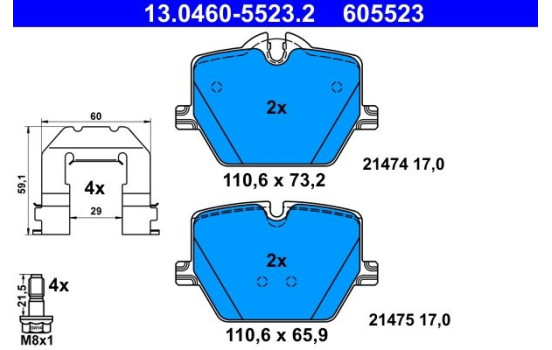 Brake Pad Set, disc brake 13.0460-5523.2 ATE