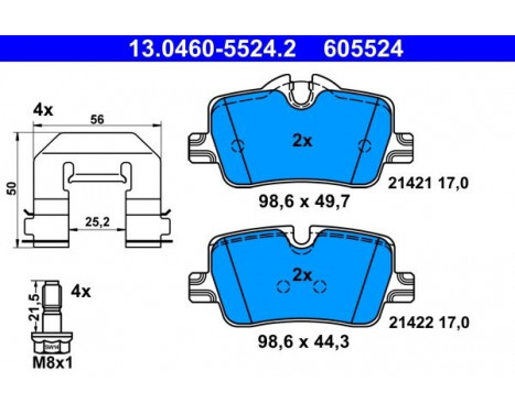 Brake pad set, disc brake 13.0460-5524.2 ATE