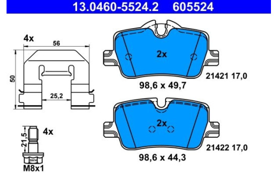 Brake pad set, disc brake 13.0460-5524.2 ATE