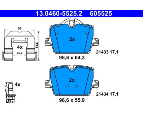 Brake pad set, disc brake 13.0460-5525.2 ATE