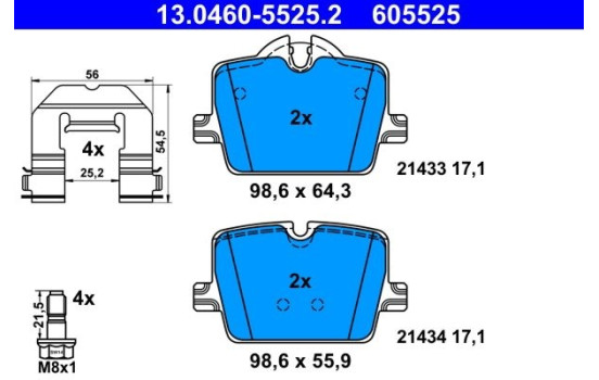 Brake pad set, disc brake 13.0460-5525.2 ATE