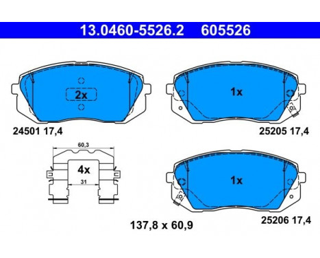 Brake Pad Set, disc brake 13.0460-5526.2 ATE