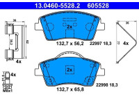 Brake pad set, disc brake 13.0460-5528.2 ATE