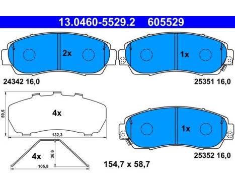 Brake pad set, disc brake 13.0460-5529.2 ATE