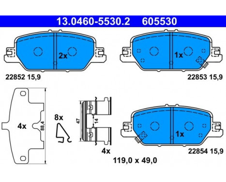 Brake Pad Set, disc brake 13.0460-5530.2 ATE