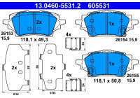 Brake pad set, disc brake 13.0460-5531.2 ATE