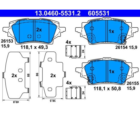 Brake pad set, disc brake 13.0460-5531.2 ATE